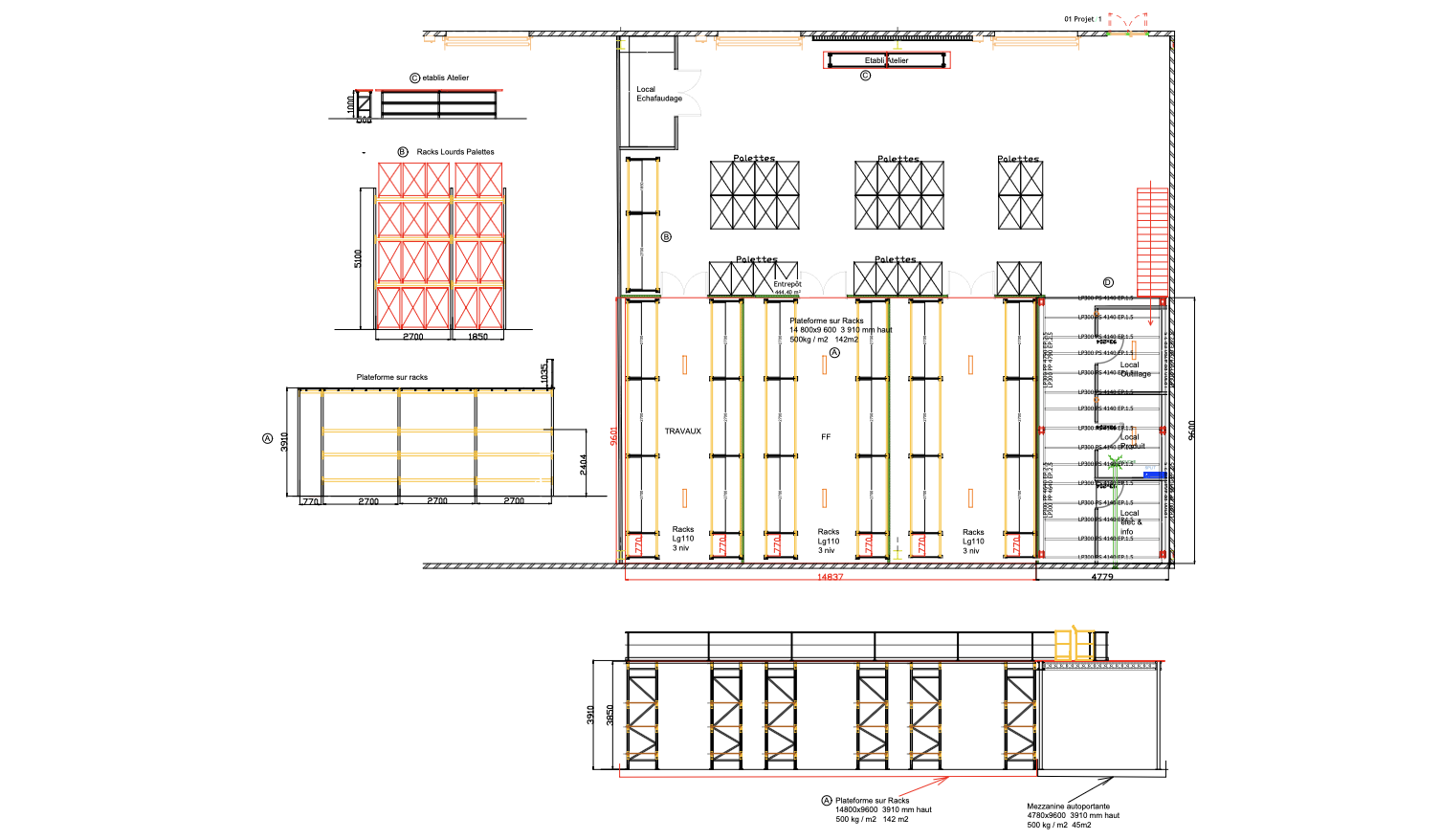 Plan d'implantation sur mesure de l'aménagement de la plateforme logistique IDEX à Ducos