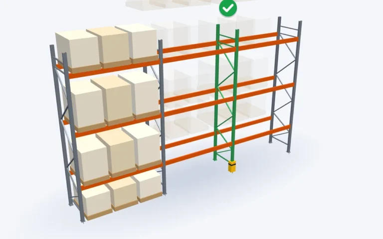 Animation 3D d’une échelle de rack abîmée remplacée par une neuve